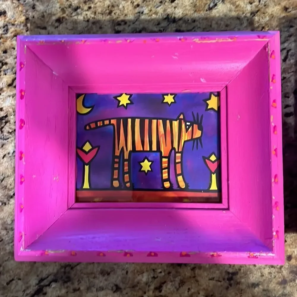 2-  9x8 PINK Frames - Easy Hang Artist Framed Pictures - Cute Prints
